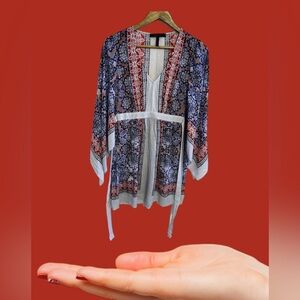 BCBGMAXAZRIA Jenissa Blossoms Kimono-Sleeve Wrap Dress Size XXS multicolor dress